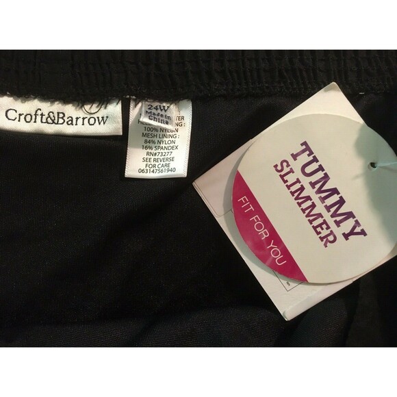 CROFT & BARROW sz 24W Tummy Slimmer Solid Black Shorts w/ Slimming Panty beneath - Picture 3 of 3